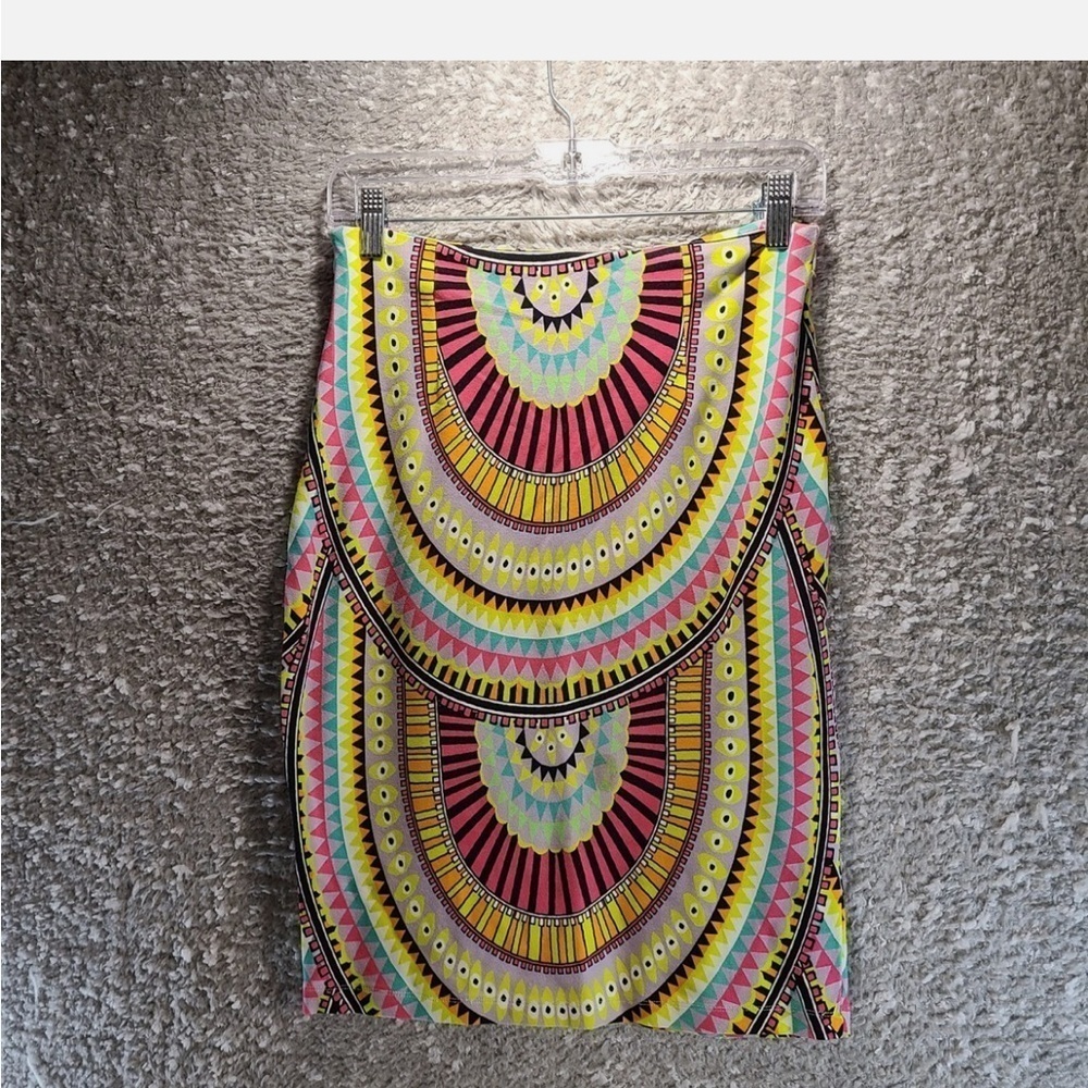 Mara Hoffman Yellow Red Embellished Mini Pencil Skirt